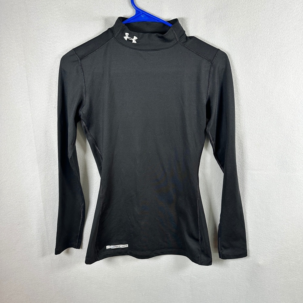 Under Armour ColdGear Mock Neck Women XS Black Fitted Long Sleeve Base Layer Top